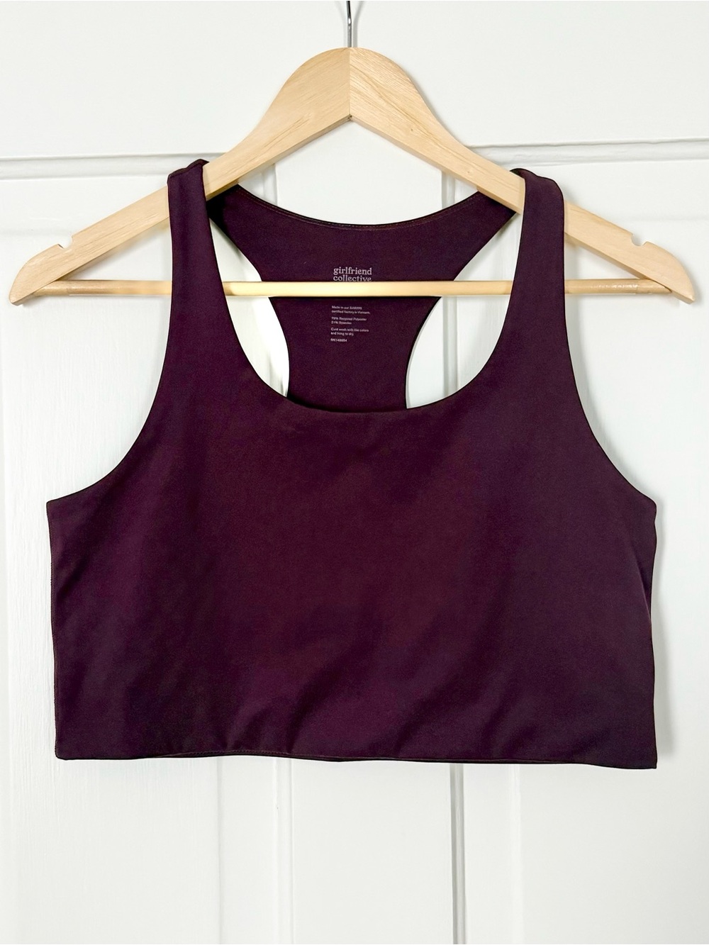 Girlfriend Collective Purple Paloma Racerback Sports Bra, Size XL